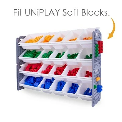 UNiPLAY Toy Organizer With 20 Removable Storage Bins and Block Play Panel, Multi-Size Bin Organizer 4 UNiPLAY Toy Organizer With 20 Removable Storage Bins and Block Play Panel, Multi-Size Bin Organizer - Image 2