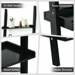 Costway Ladder Shelf 5-Tier Plant Stand Wall-leaning Bookcase Display Rack Black -Bookshelves Sales Shop unnamed file 2327
