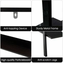 Costway Industrial Ladder Shelf 4-Tier Leaning Wall Bookcase Plant Stand Rustic Black/Brown -Bookshelves Sales Shop unnamed file 2379