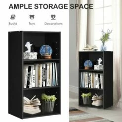 Costway 3 Open Shelf Bookcase Modern Multi-functional Storage Display Cabinet Black -Bookshelves Sales Shop unnamed file 239