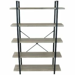 Sunnydaze Decor Sunnydaze 5 Shelf Industrial Style Freestanding Etagere Bookshelf with Wood Veneer Shelves - Oak Gray Veneer 11 Sunnydaze Decor Sunnydaze 5 Shelf Industrial Style Freestanding Etagere Bookshelf with Wood Veneer Shelves - Oak Gray Veneer -Bookshelves Sales Shop unnamed file 2398