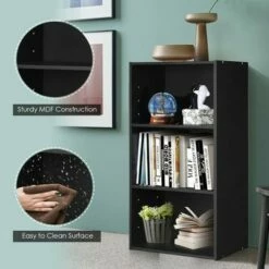 Costway 3 Open Shelf Bookcase Modern Multi-functional Storage Display Cabinet Black -Bookshelves Sales Shop unnamed file 240