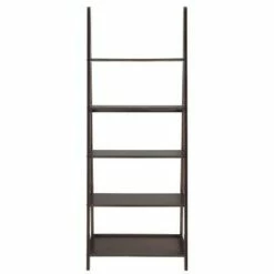 Belray Home Furnishings & Decor Belray Home Linden 5 Tier Wooden Modern Decorative Furniture Wall Shelving Center Unit Ladder Bookcase for Living Room, Kitchen, and Office, Espresso