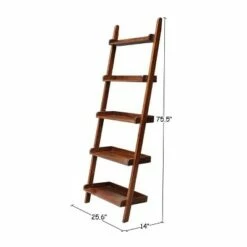 75.5" 5 Tier Solid Wood Leaning Bookshelf - International Concepts White -Bookshelves Sales Shop unnamed file 2453