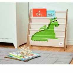 3 Sprouts High Quality Multipurpose Kids and Toddler Playroom or Bedroom Storage Shelf Organizer Bookcase Furniture, Green Dragon