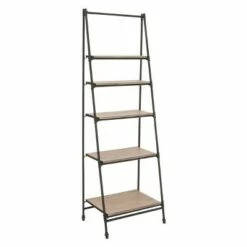 72" Metal and Wood 5 Shelf A Frame Book Stand Black - Olivia & May