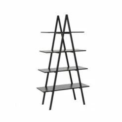 65" 4 Tier Metal and Wooden Leaning Bookcases and Ladder Shelves - Glitzhome Walnut -Bookshelves Sales Shop unnamed file 2575