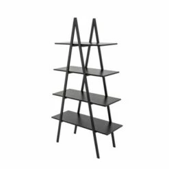 65" 4 Tier Metal and Wooden Leaning Bookcases and Ladder Shelves - Glitzhome Walnut -Bookshelves Sales Shop unnamed file 2579