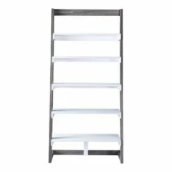 70.75" Wingill Leaning Bookcase White/Distressed Gray - miBasics 10 70.75" Wingill Leaning Bookcase White/Distressed Gray - miBasics -Bookshelves Sales Shop unnamed file 2620