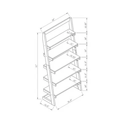 70.75" Wingill Leaning Bookcase White/Distressed Gray - miBasics 7 70.75" Wingill Leaning Bookcase White/Distressed Gray - miBasics - Image 5