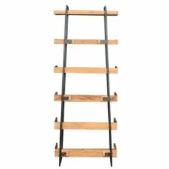 74" 6 Tier Wooden Ladder Storage Bookshelf with Metal Frame Brown/Black - The Urban Port -Bookshelves Sales Shop unnamed file 2629