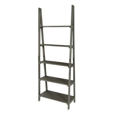72.25" Hillsboro Ladder Bookcase Gray Wash - OSP Home Furnishings 5 72.25" Hillsboro Ladder Bookcase Gray Wash - OSP Home Furnishings - Image 3