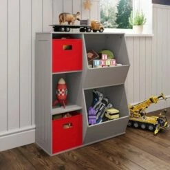 3pc Kids' Floor Cabinet with 2 Bins Set - RiverRidge Home White/hot Pink