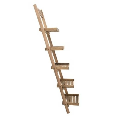 77" Wood/Metal Ladder Shelf Brown - Sagebrook Home 3 77" Wood/Metal Ladder Shelf Brown - Sagebrook Home - Image 2