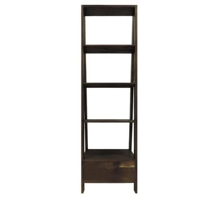 4 Shelf Wooden Ladder Bookcase with Bottom Drawer - The Urban Port White 5 4 Shelf Wooden Ladder Bookcase with Bottom Drawer - The Urban Port White - Image 3