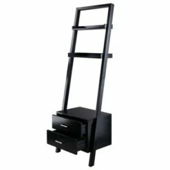 69.36" Bellamy Leaning Shelf with Storage Black - Winsome