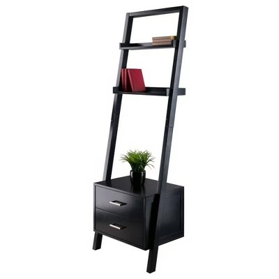 69.36" Bellamy Leaning Shelf with Storage Black - Winsome 8 69.36" Bellamy Leaning Shelf with Storage Black - Winsome - Image 6
