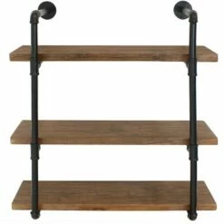 Sunnydaze Decor Sunnydaze 3 Shelf Industrial Style Pipe Frame Wall-Mounted Floating Shelf with Wood Veneer Shelves - Teak Veneer -Bookshelves Sales Shop unnamed file 2725
