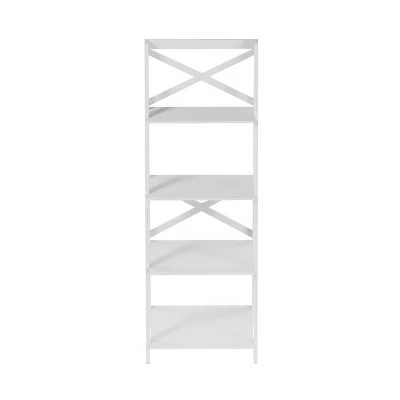 Lavish Home 4-Tier Ladder Bookshelf with X-Back Frame – Freestanding Bookcase, White 9 Lavish Home 4-Tier Ladder Bookshelf with X-Back Frame – Freestanding Bookcase, White - Image 7