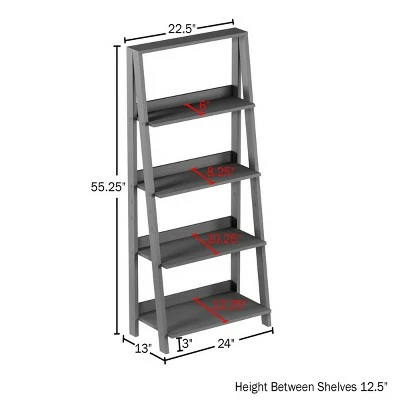 Lavish Home 4-Tier Ladder Bookshelf Freestanding Wooden Bookcase, Gray 3 Lavish Home 4-Tier Ladder Bookshelf Freestanding Wooden Bookcase, Gray