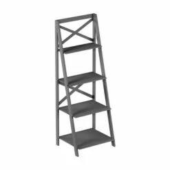 Lavish Home 4-Tier Ladder Bookshelf with X-Back Frame – Freestanding Bookcase, Gray -Bookshelves Sales Shop unnamed file 2752