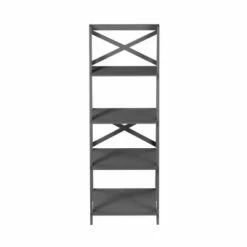 Lavish Home 4-Tier Ladder Bookshelf with X-Back Frame – Freestanding Bookcase, Gray -Bookshelves Sales Shop unnamed file 2753