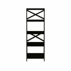 Hastings Home Lavish Home 4-Tier Ladder Bookshelf with X-Back Frame – Freestanding Bookcase, Black