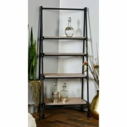 Olivia & May 56" A Frame Bookshelf with 4 Shelves Black - Olivia & May