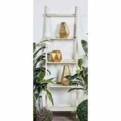 Olivia & May 70" Farmhouse Pine Wood Leaning Shelf White - Olivia & May