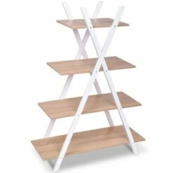 Costway 4-Tier Bookshelf Storage Display Shelves Bookcase Ladder X-Shape -Bookshelves Sales Shop unnamed file 2790
