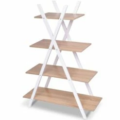Costway 4-Tier Bookshelf Storage Display Shelves Bookcase Ladder X-Shape -Bookshelves Sales Shop unnamed file 2791