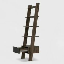 70" Aster 4 Tier Leaning Bookcase Rich Oak - RST Brands