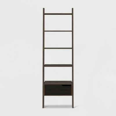 70" Aster 4 Tier Leaning Bookcase Rich Oak - RST Brands 4 70" Aster 4 Tier Leaning Bookcase Rich Oak - RST Brands - Image 2