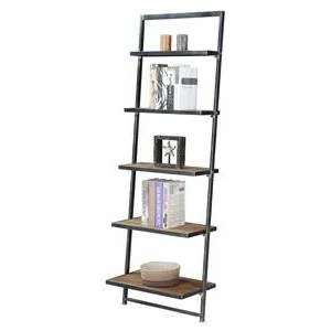 72.25" Laredo 5 Tier Ladder Bookcase/shelf Natural/Antique Black - Breighton Home 3 72.25" Laredo 5 Tier Ladder Bookcase/shelf Natural/Antique Black - Breighton Home
