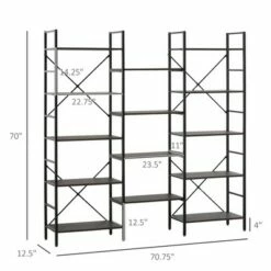 HOMCOM 5-Tier Industrial Look Bookshelf with Open Storage Display Rack Metal Frame for Home Office Walnut -Bookshelves Sales Shop unnamed file 2802