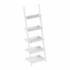 Lavish Home 5-Tier Ladder Bookshelf - Leaning Decorative Shelves, White -Bookshelves Sales Shop unnamed file 2811