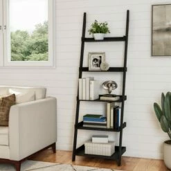 Lavish Home 5-Tier Ladder Bookshelf - Leaning Decorative Shelves, Black 12 Lavish Home 5-Tier Ladder Bookshelf - Leaning Decorative Shelves, Black -Bookshelves Sales Shop unnamed file 2816