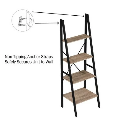 Hastings Home 4-Tier Ladder-Style Bookcase, Gray 5 Hastings Home 4-Tier Ladder-Style Bookcase, Gray - Image 3