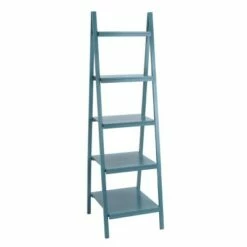 Wood Ladder Leaning Bookshelf - Olivia & May Turquoise -Bookshelves Sales Shop unnamed file 2831