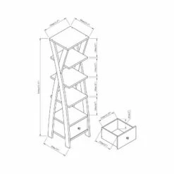 71" Graci 5 Shelf with 1 Drawer Bookcase Walnut Oak - miBasics -Bookshelves Sales Shop unnamed file 2841