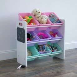 9 Bin Toy Storage Organizer with Chalkboard Side Panel White - Humble Crew -Bookshelves Sales Shop unnamed file 285
