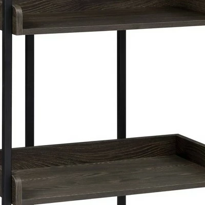 67.5" Bookcase with 4 Tier Storage and Metal Frame Brown/Black - Benzara 4 67.5" Bookcase with 4 Tier Storage and Metal Frame Brown/Black - Benzara - Image 2