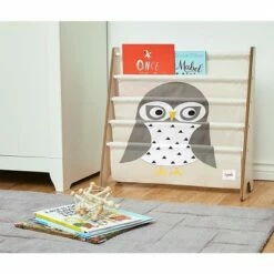 3 Sprouts High Quality Multipurpose Kids and Toddler Playroom or Bedroom Storage Shelf Organizer Bookcase Furniture, Gray Owl