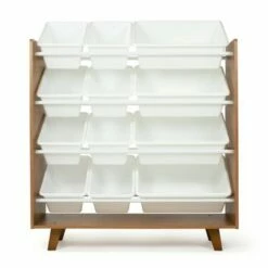 Morgan Mid-Century 12 Bin Toy Storage Wood/White - Humble Crew