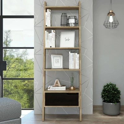 70" Aster 4 Tier Leaning Bookcase Light Wood - RST Brands 3 70" Aster 4 Tier Leaning Bookcase Light Wood - RST Brands
