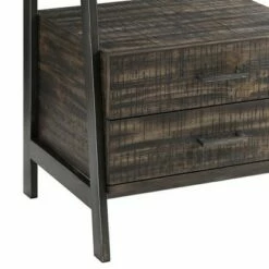 72" Bookcase with 2 Drawers and 4 Tier Storage Brown/Black - Benzara -Bookshelves Sales Shop unnamed file 2891