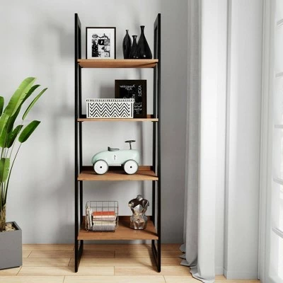 71.7" Hawkins Metal/Wood Ladder Shelf Walnut - WyndenHall 3 71.7" Hawkins Metal/Wood Ladder Shelf Walnut - WyndenHall