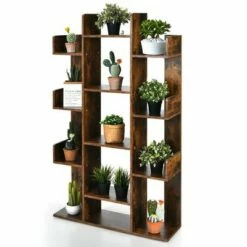 Costway Bookshelf Tree-Shaped Bookcase w/13 Storage Shelf Rustic Industrial Style -Bookshelves Sales Shop unnamed file 2971
