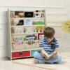 Costway Kids Book Rack Toys Organizer with 4 Sling Bookshelf & 2 Boxes EspressoBeige -Bookshelves Sales Shop unnamed file 2972