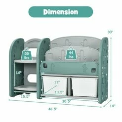 Costway Kids Toy Storage Organizer w/ 2-Tier Bookshelf & Plastic Bins
